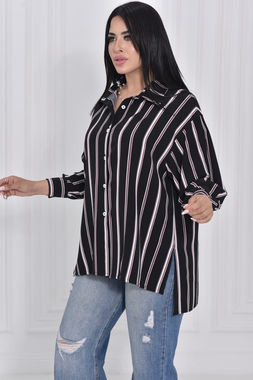 Black Classic Striped Blouse