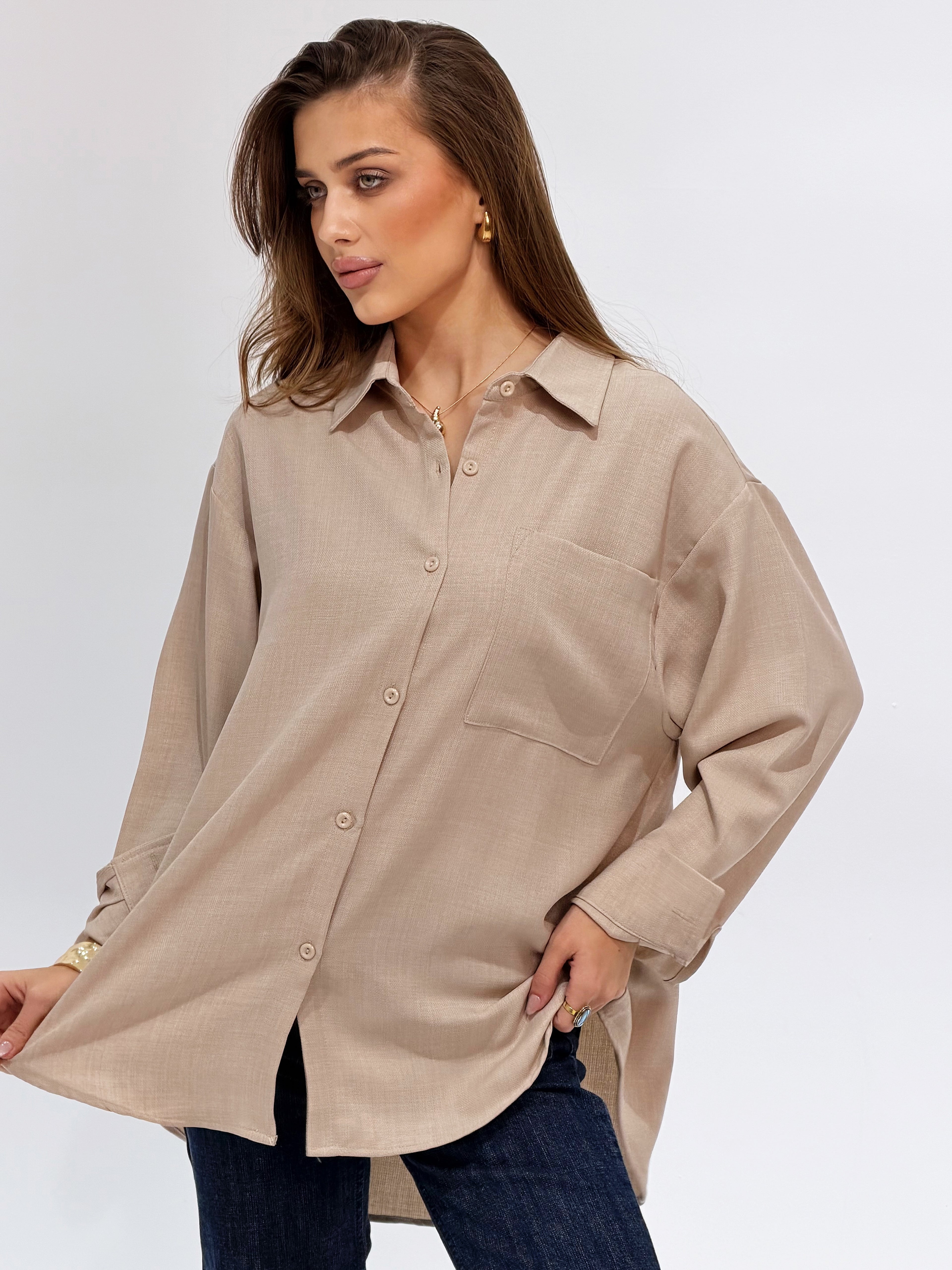 Beige Basic Essential Chemise