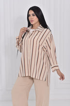 Beige Classic Striped Blouse