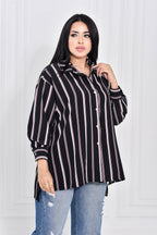 Black Classic Striped Blouse