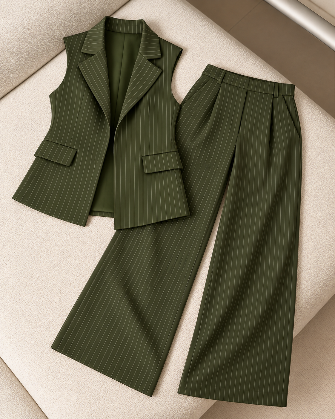 Striped Formal Suit (olive)