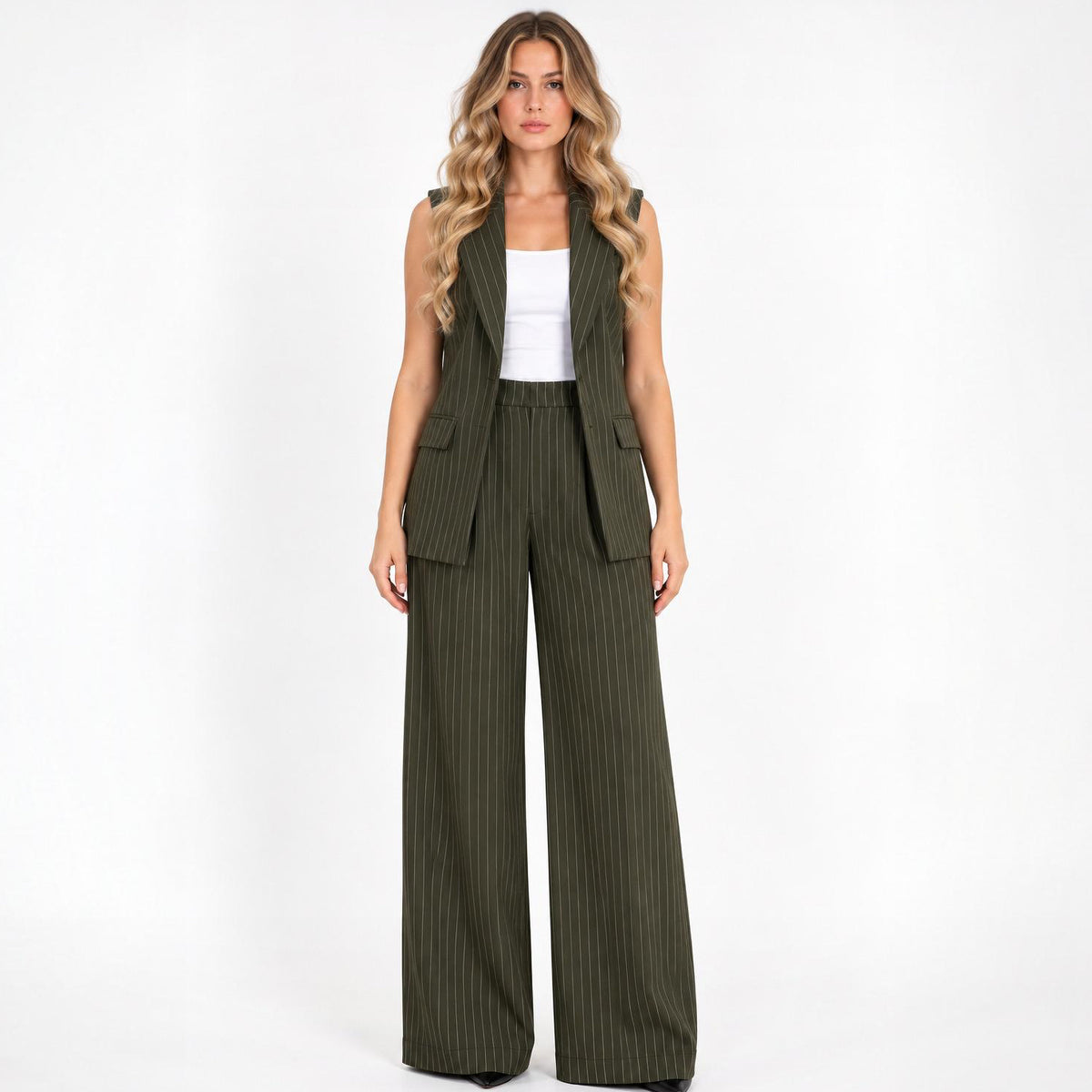 Striped Formal Suit (olive)
