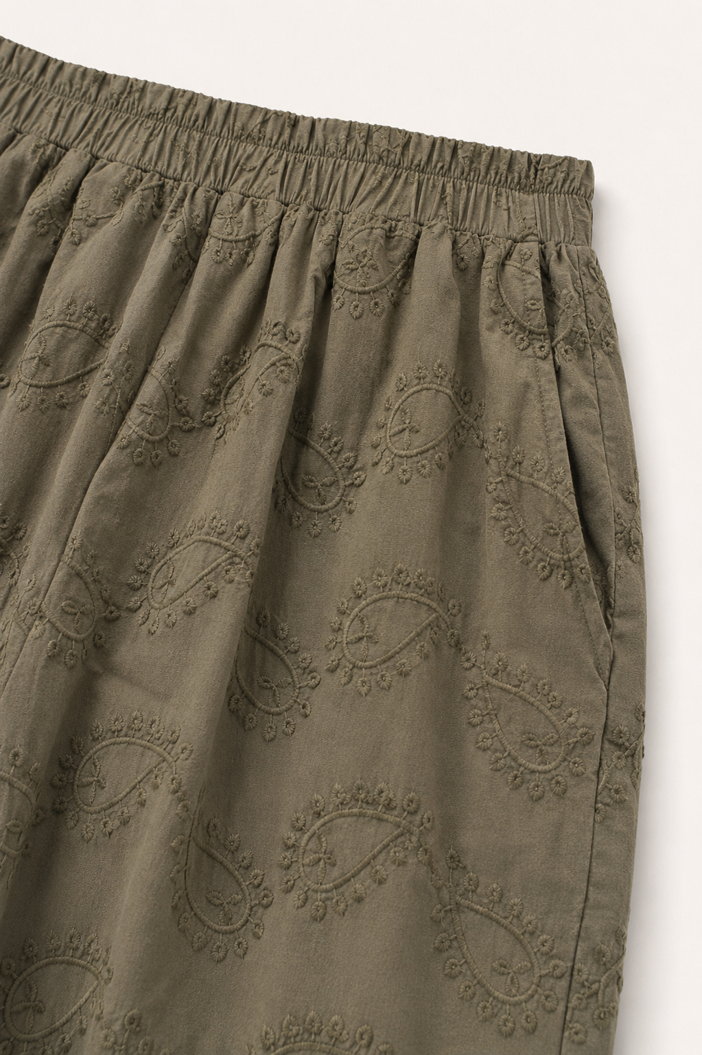 Olive Embroidered Pants