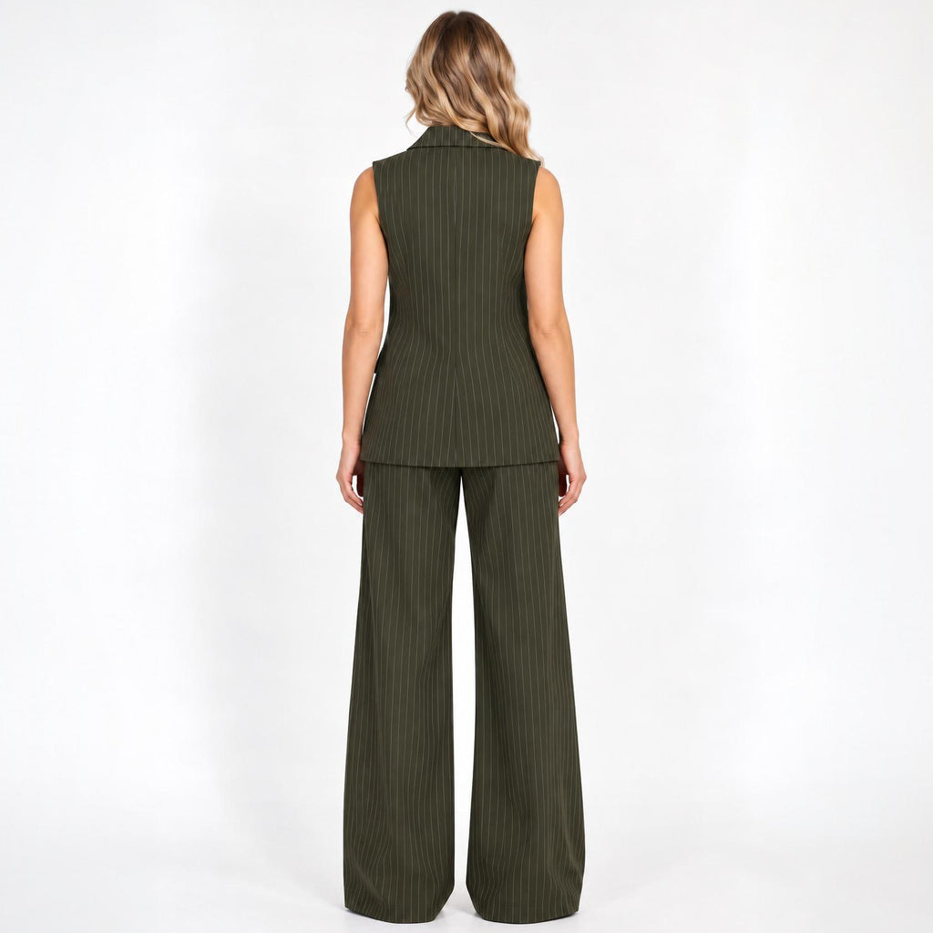 Striped Formal Suit (olive)