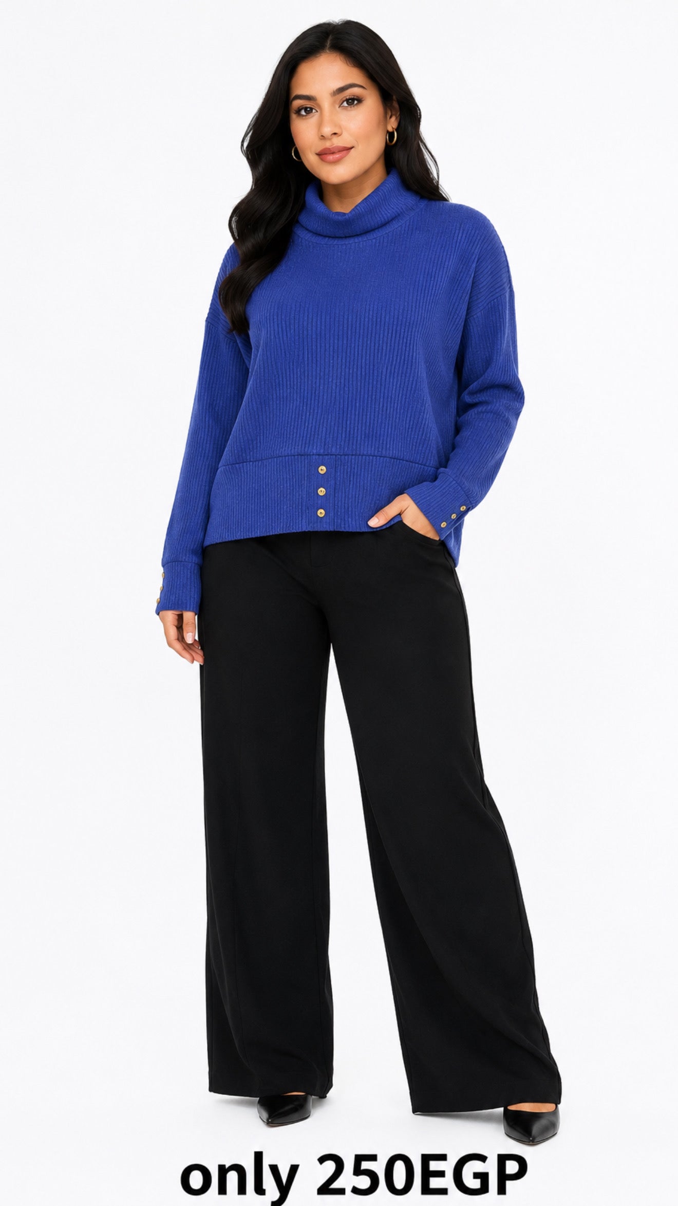Blue One Size Cropped Pullover