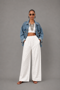 White Embroidered Pants