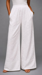White Embroidered Pants