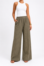 Olive Embroidered Pants