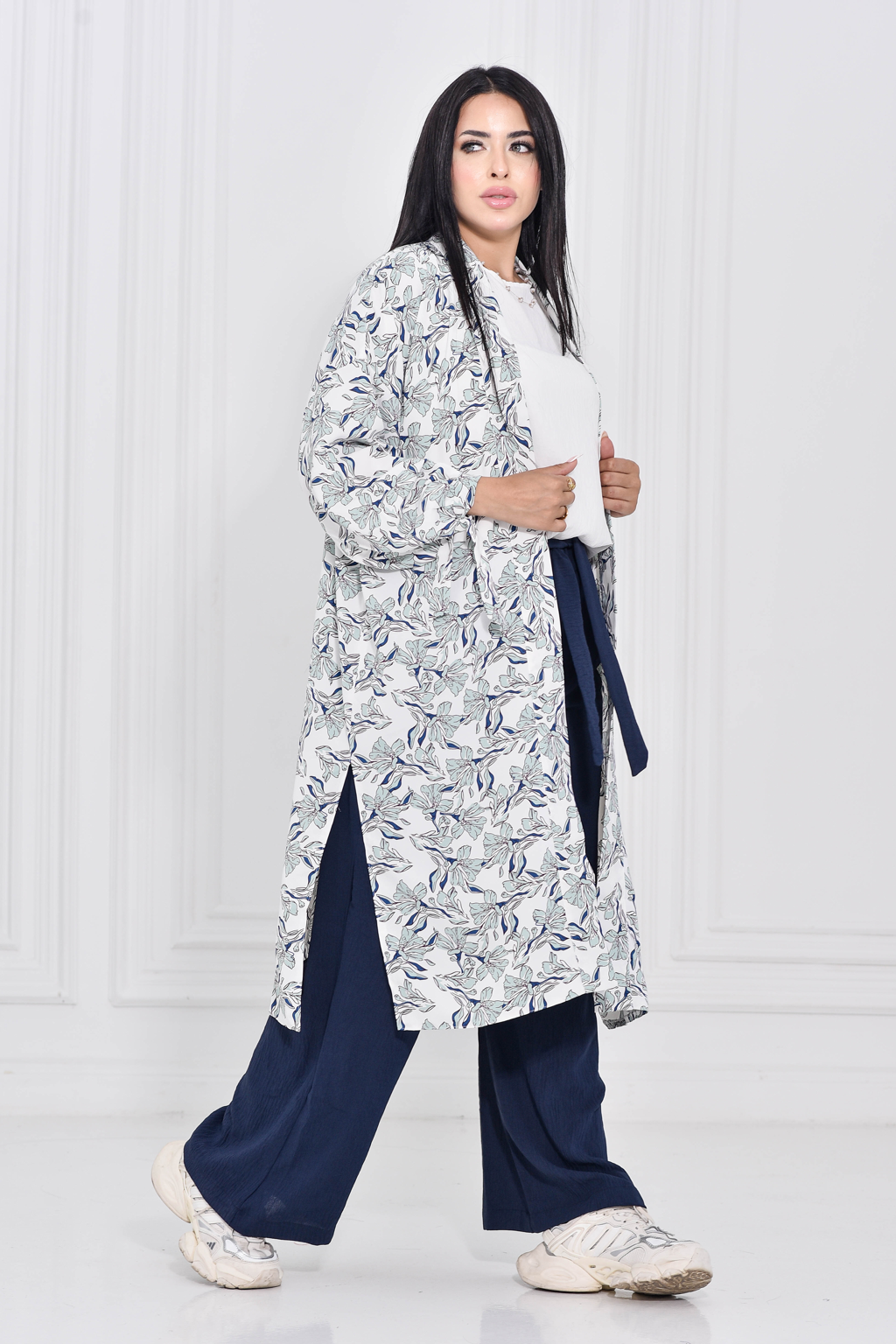Flowery cardigan blue