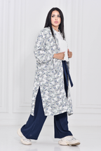 Flowery cardigan blue