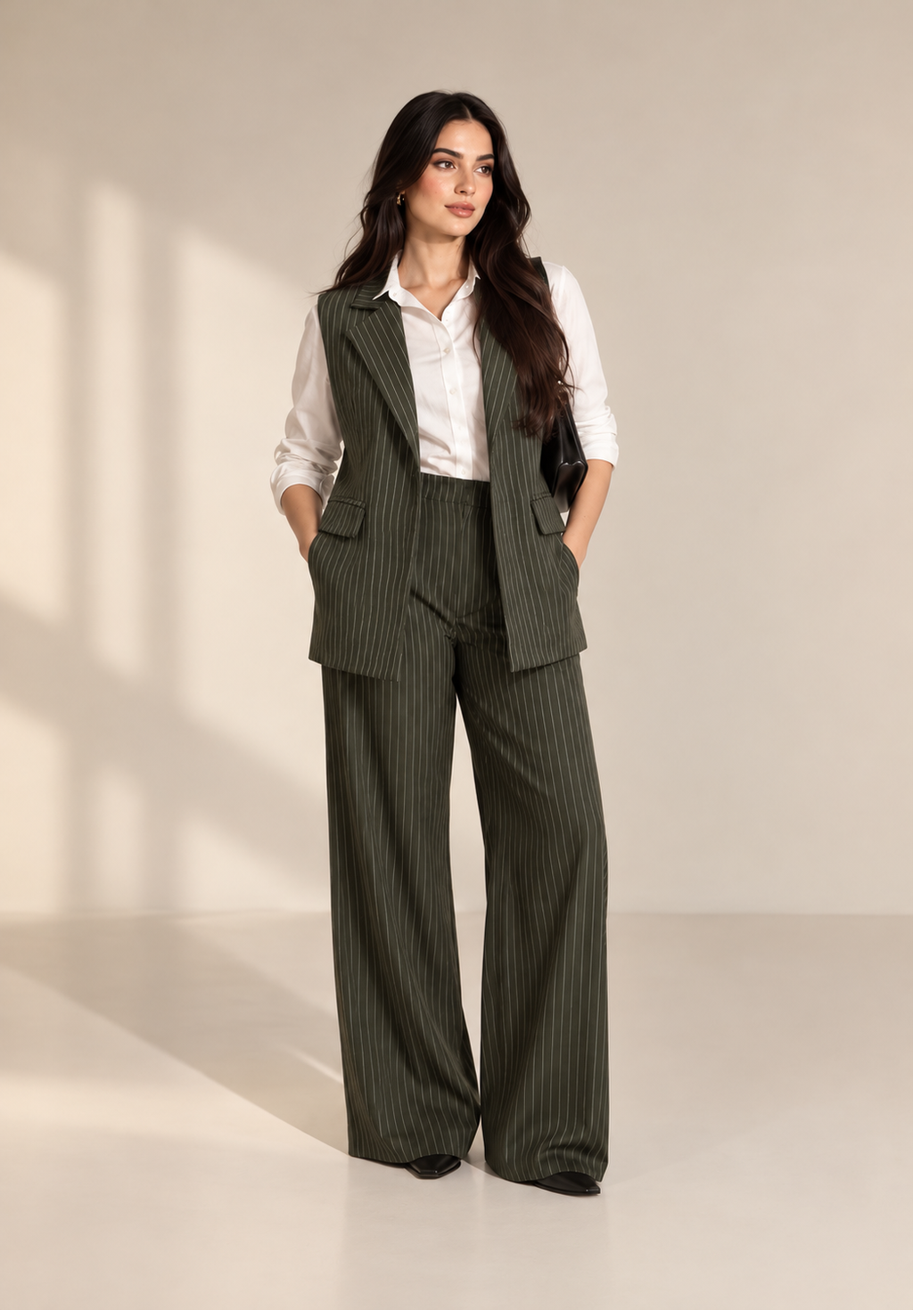 Striped Formal Suit (olive)