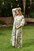 Beige × Green Printed Maxi Dress