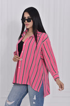 Fushia Classic Striped Blouse