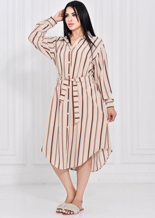 Beige striped dress