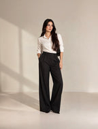Pinstriped Wide Leg Trousers