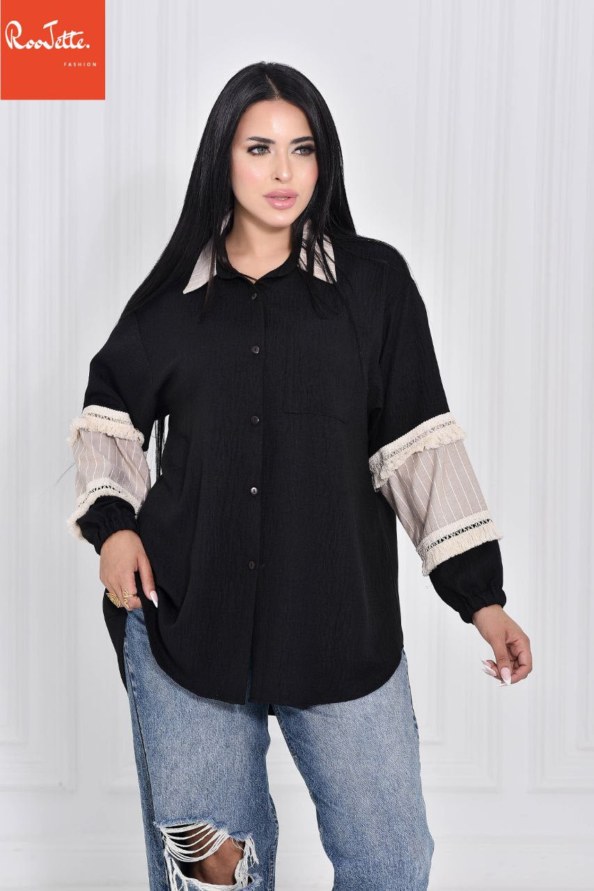 Black linen Chemise