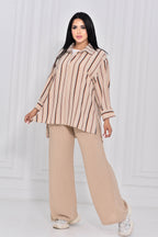 Beige Classic Striped Blouse