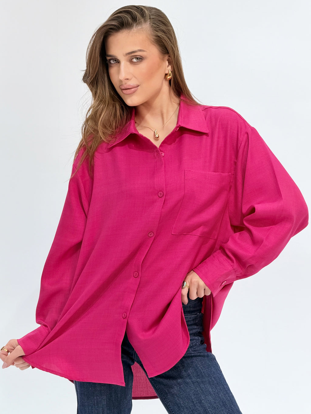 Fushia Basic Essential Chemise