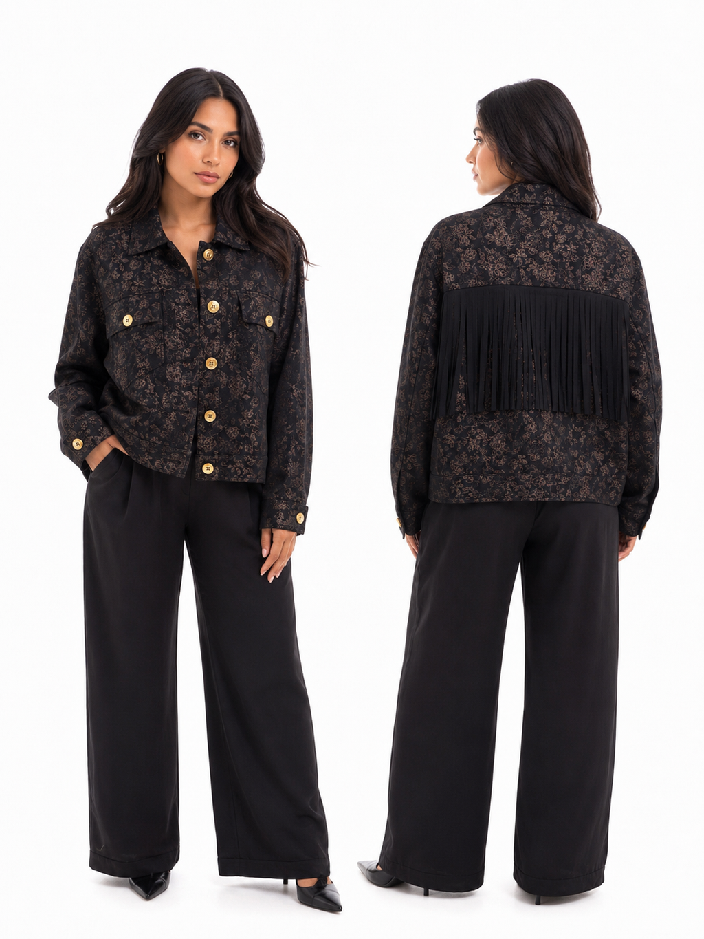 The black x gold Cropped jacket
