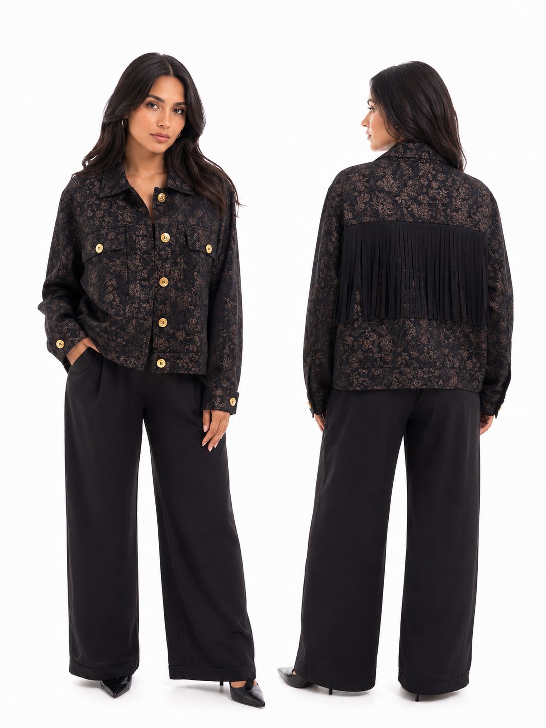 The black x gold Cropped jacket