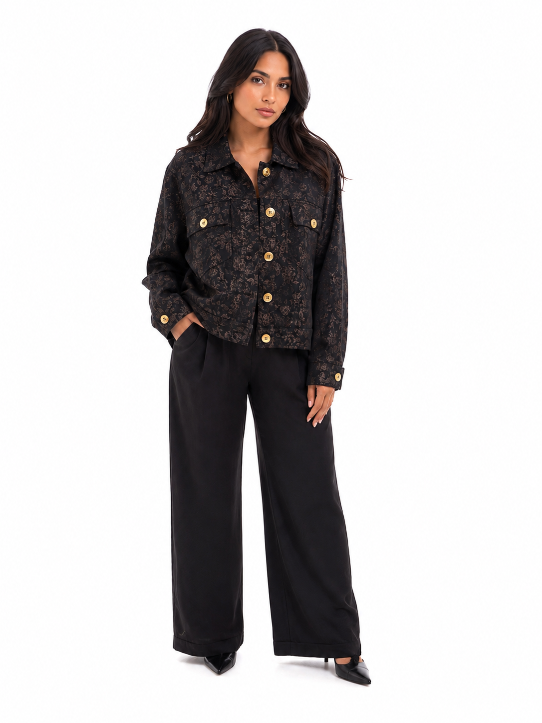 The black x gold Cropped jacket