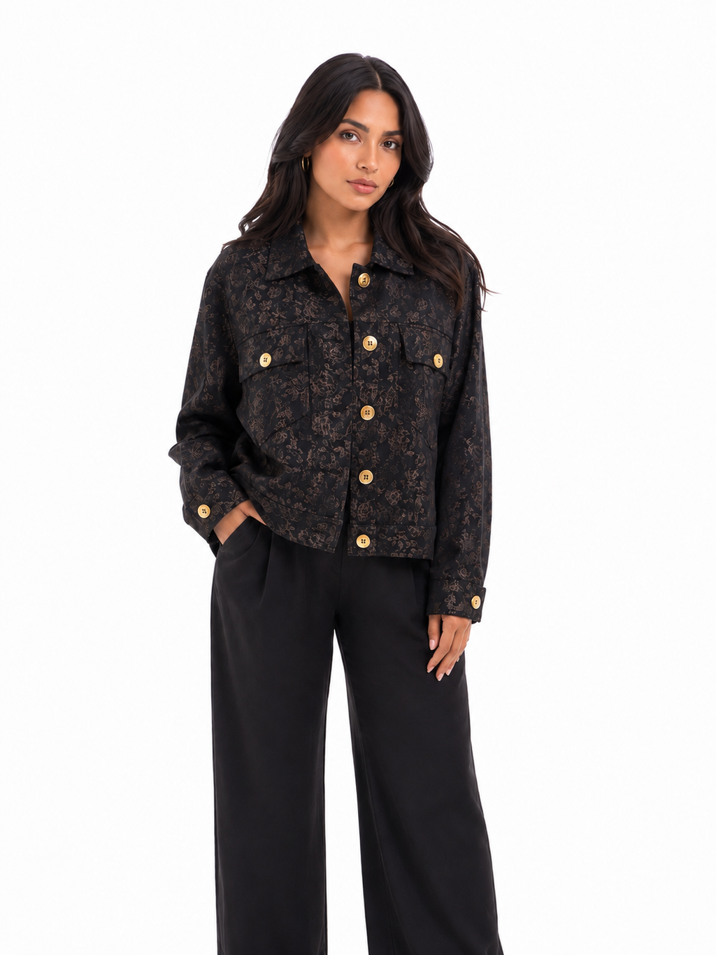 The black x gold Cropped jacket