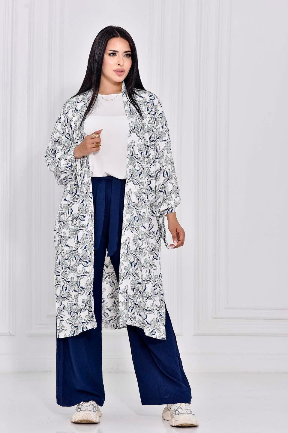 Flowery cardigan blue