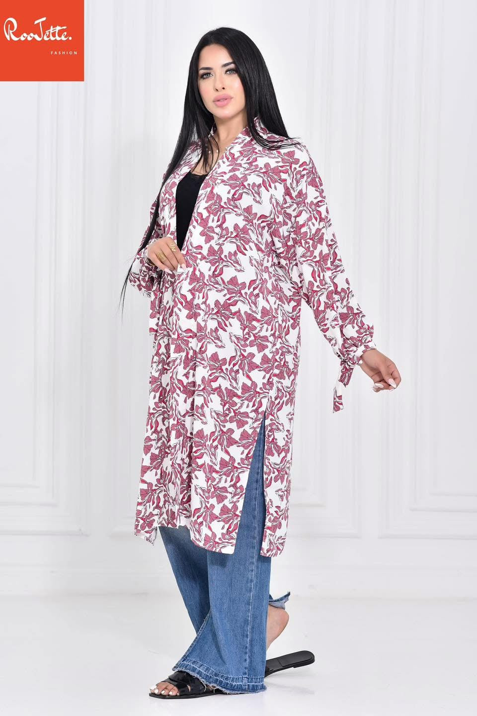 Flowery cardigan pink